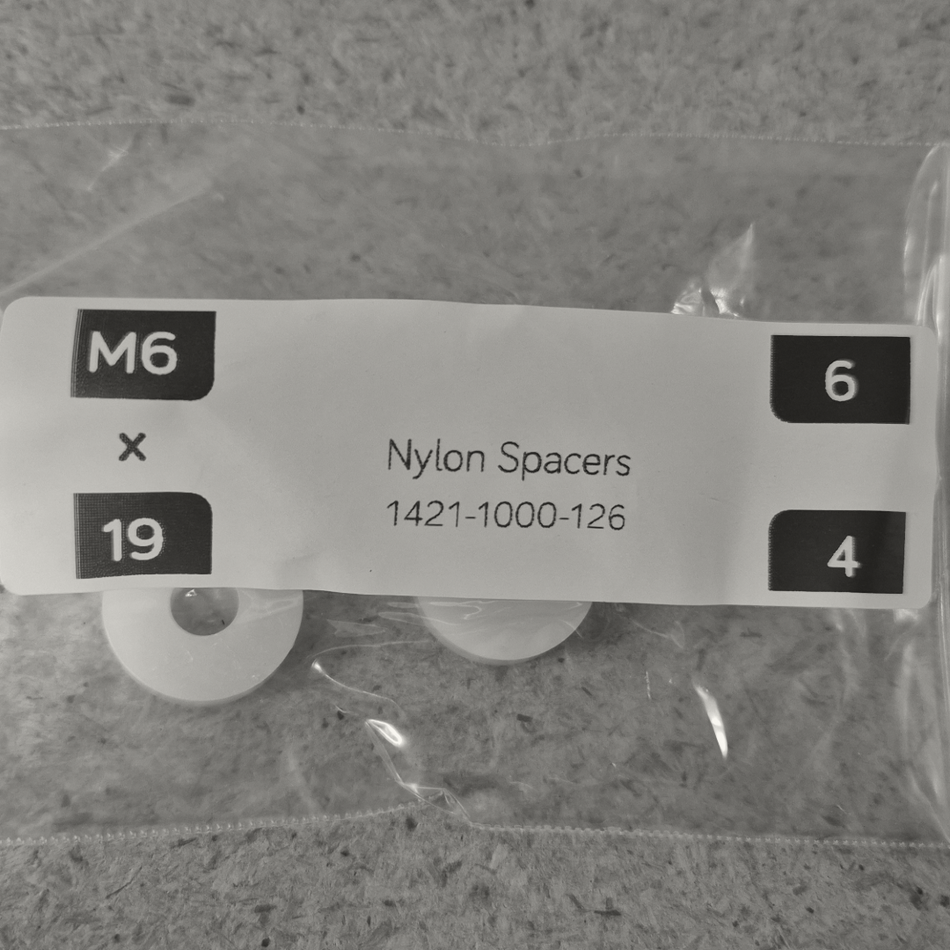 M6x19x6 Nylon Spacers x4
